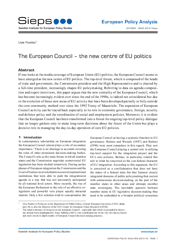 The European Council - the new centre of EU politics (2013:16epa)